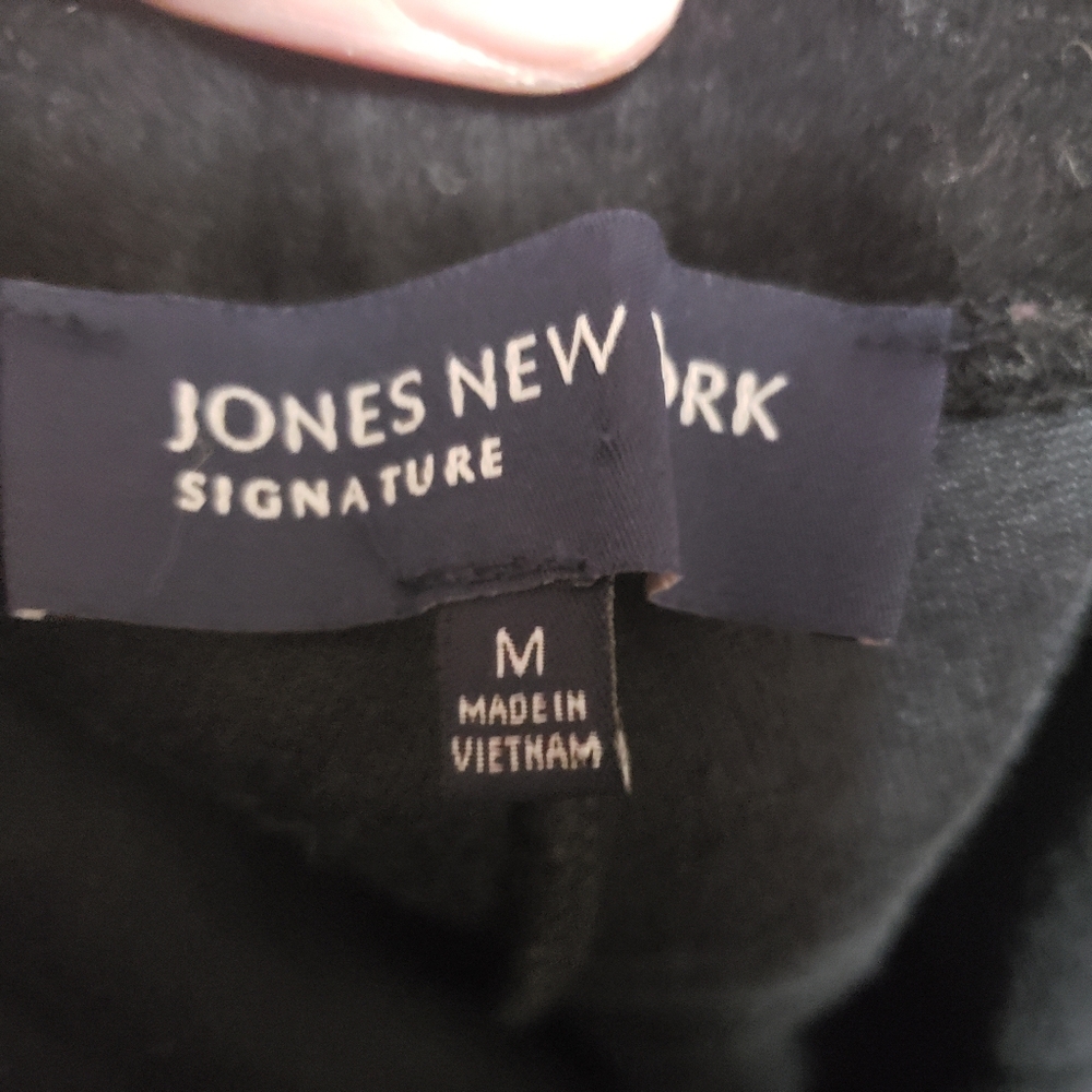 Jones New York  Black Size Med Pants Pullon Velor Straight Leg High Rise - Picture 3 of 3